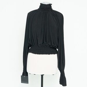 Norma Kamali. New! Black Turtle Peasant Top